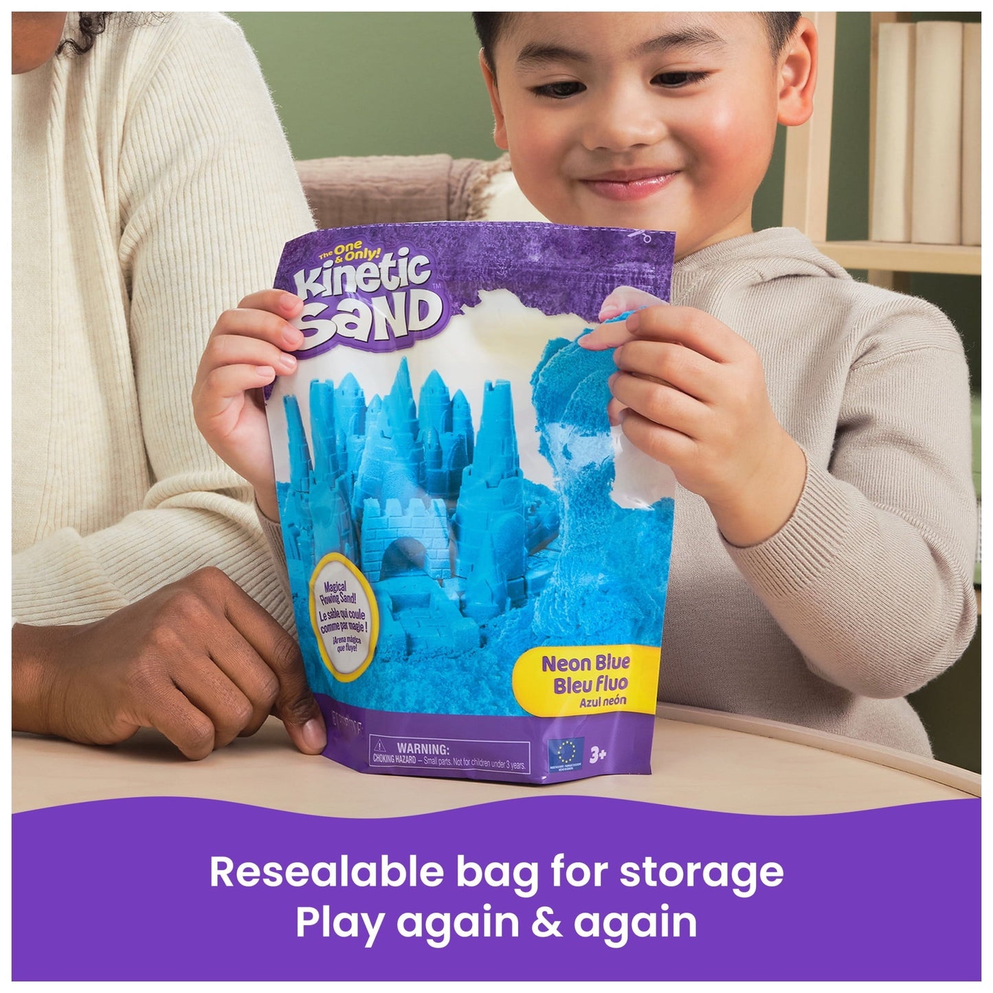 Kinetic Sand, 2lbs Blue Play Sand, Moldable Sensory Toys for Kids, Resealable Bag (Packaging May Vary), for Ages 3 and up