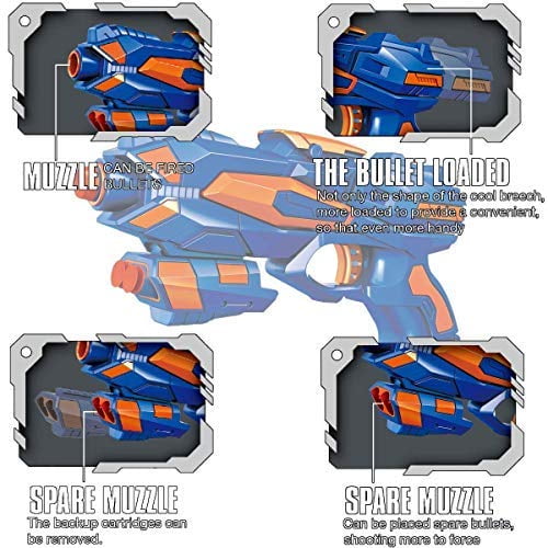 Birthday Gifts Kids Toy Blaster Pack - 2 Foam Dart Blasters with Wrist Bands and 60 Refill Darts for Outdoor Play, Party Supplies for Girls, Boys