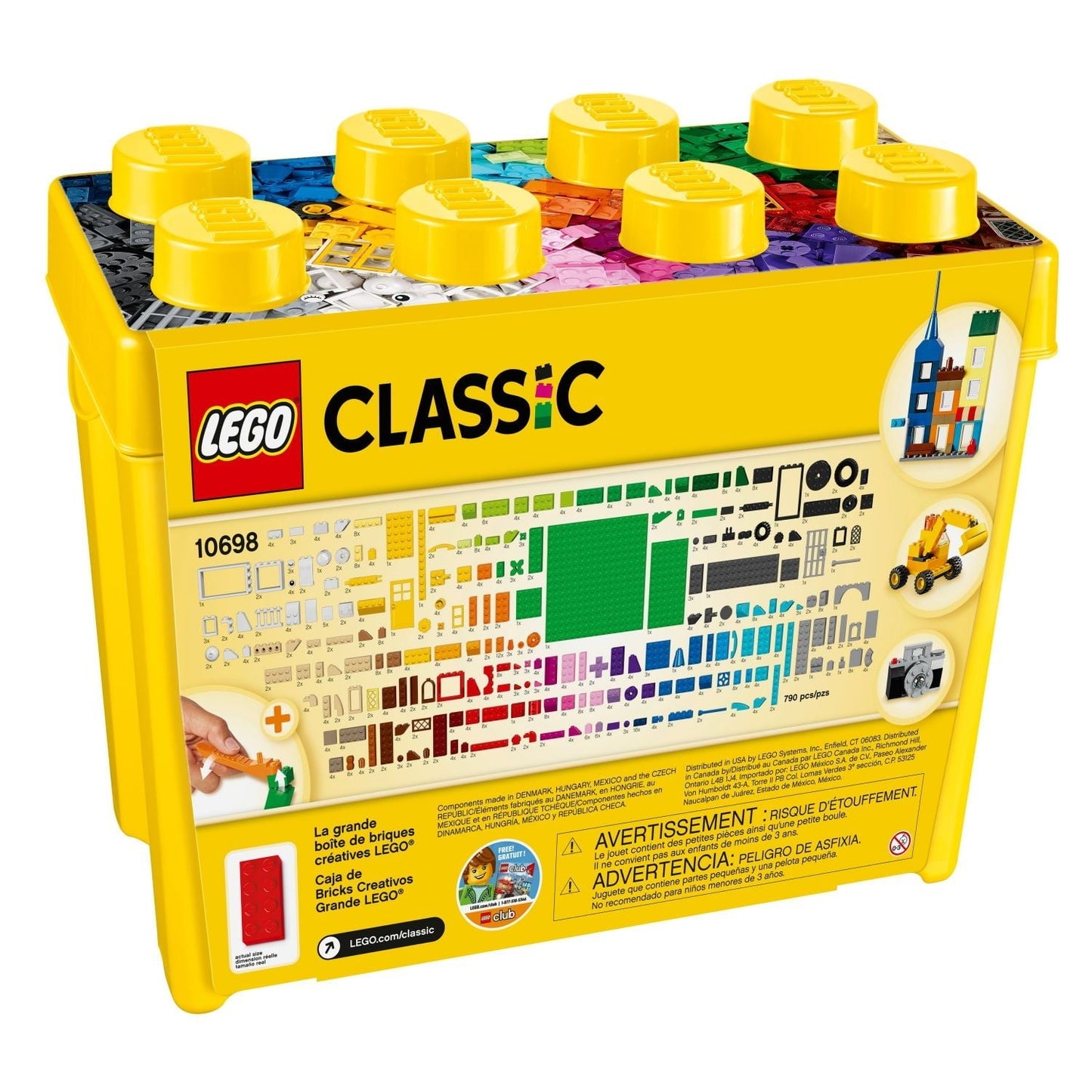 LEGO Classic Large Creative Brick Box, 790-Piece Set for Kids 4+, Toy Storage, 10698