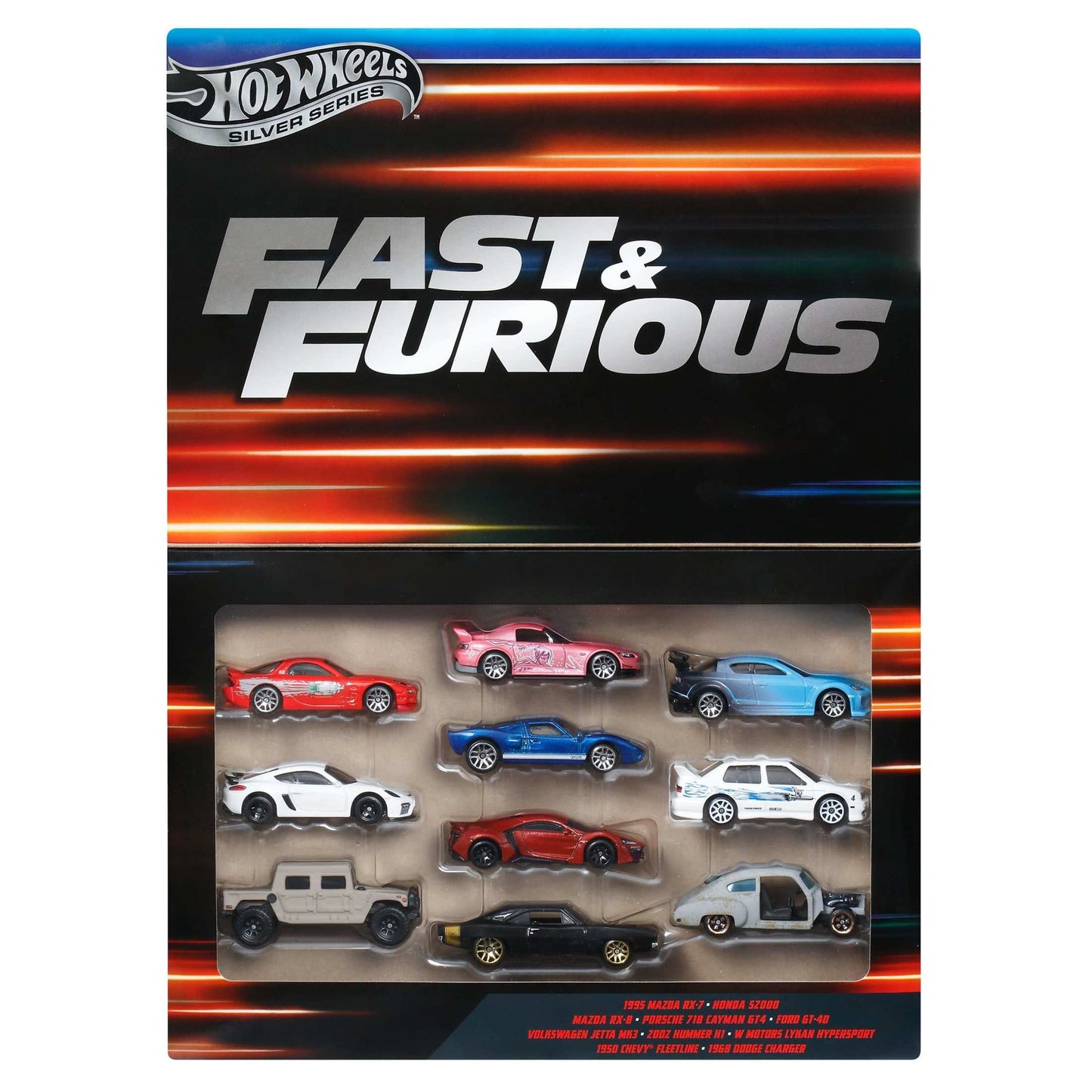 Hot Wheels Fast & Furious 1:64 Scale Die-Cast Toy Cars, Set of 10