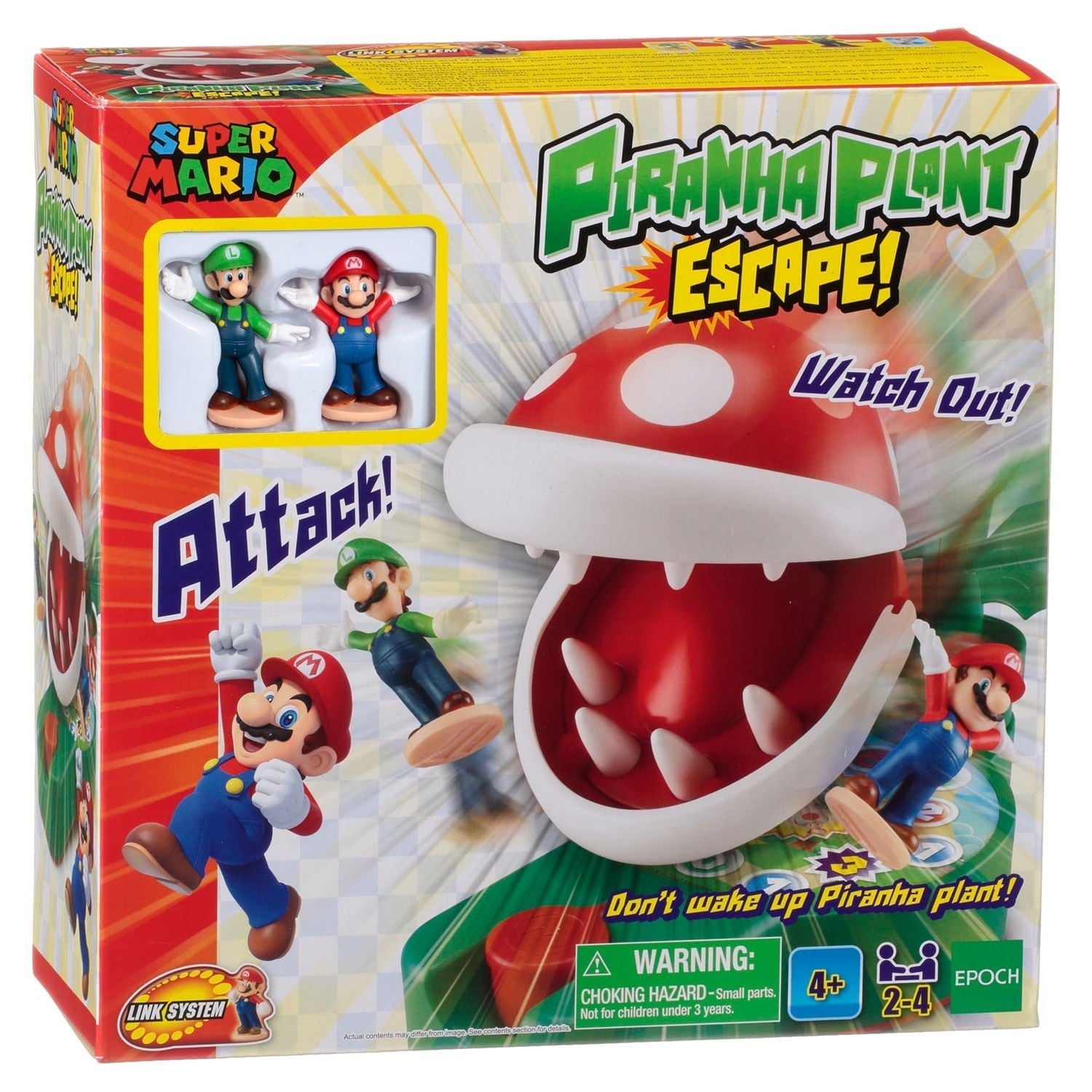 Epoch Games Super Mario Piranha Plant Escape! Tabletop Skill and Action Game with Collectible Super Mario Action Figures