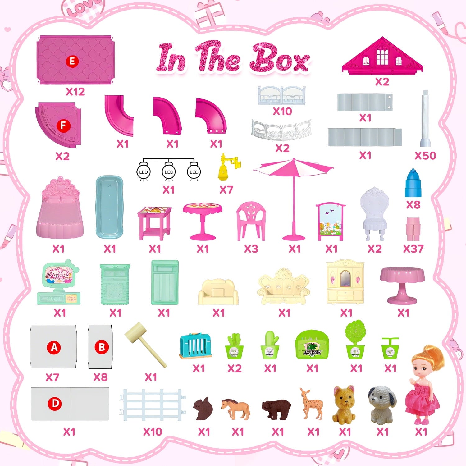 HopeRock Dollhouse Kit for Girls, 218PCS Building Toys for Girls Ages 3-6 Years, Birthday Christmas Pretend Play Gift for Little Girl.