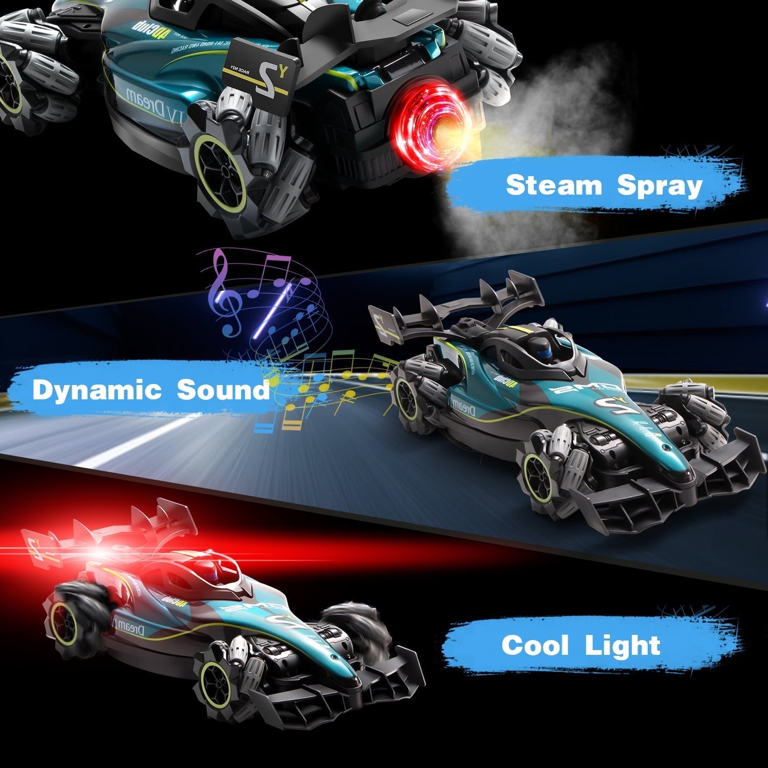 4DRC RC Racing Car, 1:12 4WD Toy Cars Buggy 2.4Ghz High Speed Remote Control Car Drift Car, Sideways Driving, with Watch Control.for Boys & Gift for Kids Blue