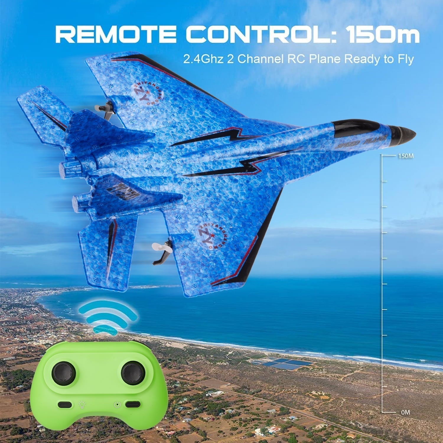 Petbank RC Airplane, 2 Channels Remote Control Glider Outdoor Plane Toys with Colorful LED Lights, Ready to Fly RC Plane Toy for Kids Adult Beginner