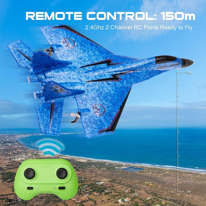 Petbank RC Airplane, 2 Channels Remote Control Glider Outdoor Plane Toys with Colorful LED Lights, Ready to Fly RC Plane Toy for Kids Adult Beginner