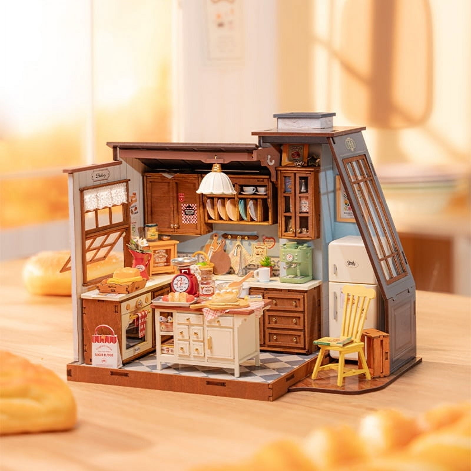 Rolife Baking Kitchen DIY Miniature Dollhouse Wooden Toy for Adult Child Gift