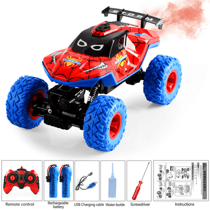 HNH 1:16 Monster Trucks Remote Control Car, 4WD Spider RC Car for Kids, RC Vehicle with Two Battery