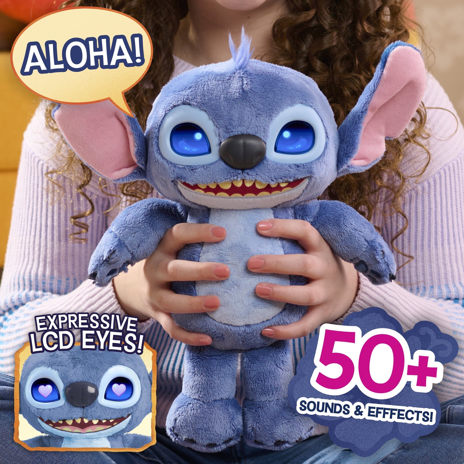 Disney Stitch Many Moods of Stitch Sounds and Phrases Interactive Plush, 14 in, Ages 3 and up