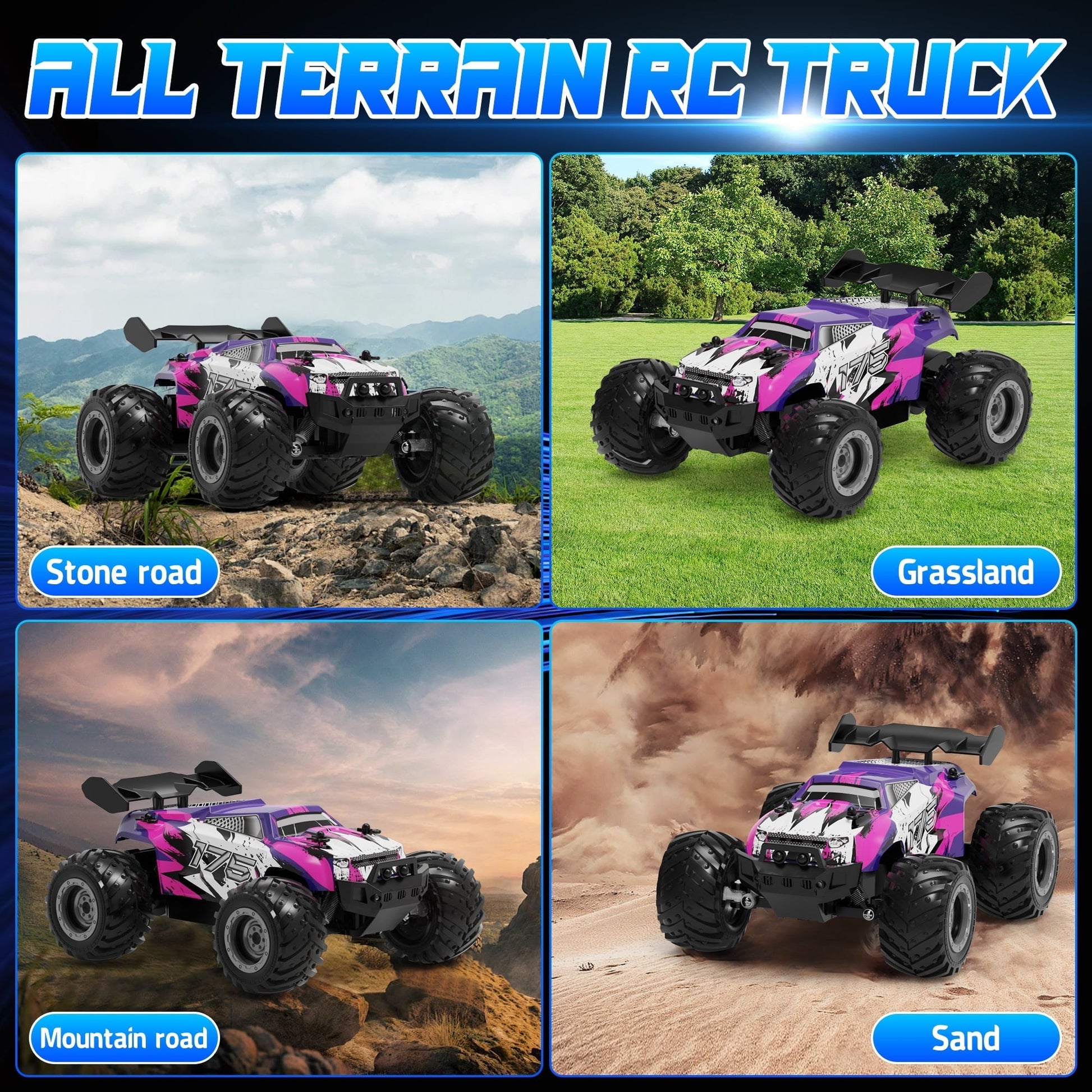 UUGEE Remote Control Car, RC Cars for Boys, 1:18 Scale High Speed off Road Monster Trucks with Lights, Christmas Birthday Gifts for 8-12 Kids