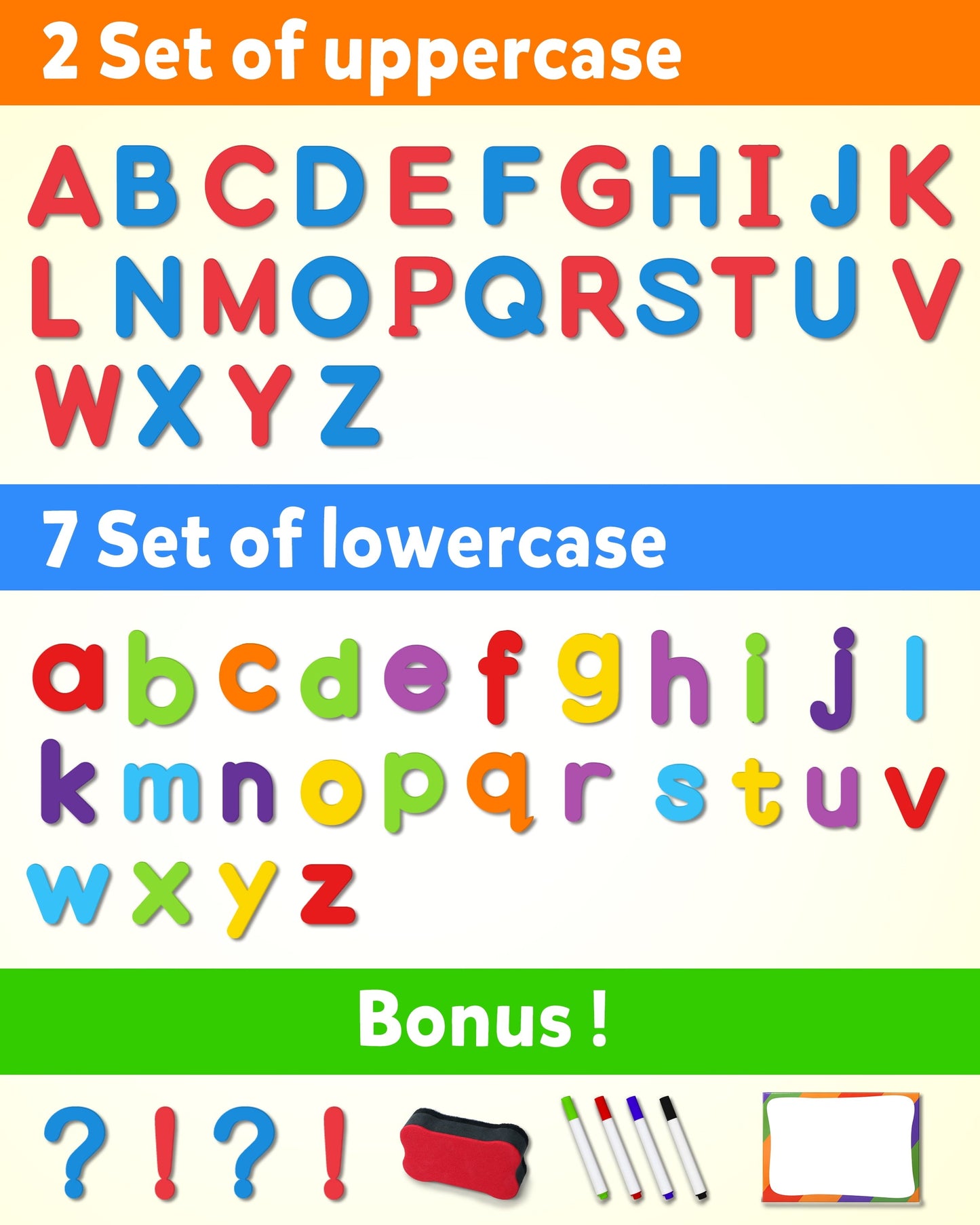 Coogam Magnet Letters Sets for 3 Years Old- 234 Pcs Alphabet with Magnetic Board Pen and Box