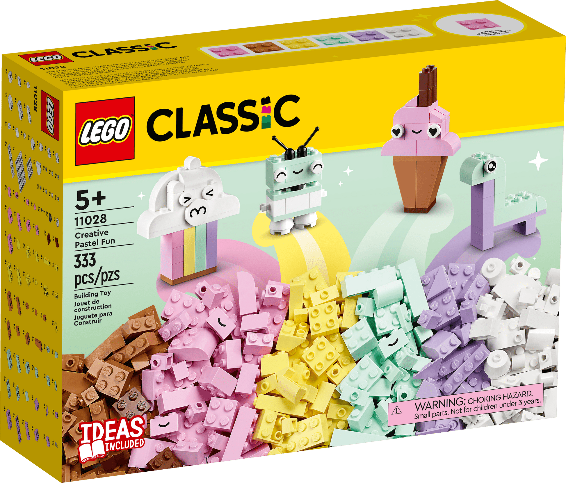LEGO Classic Creative Pastel Fun Bricks Box 11028, Building Toys for Kids, Girls, Boys ages 5 Plus with Models; Ice Cream, Dinosaur, Cat \u0026 More, Creative Learning Gift