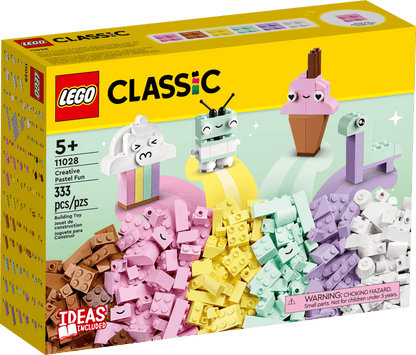LEGO Classic Creative Pastel Fun Bricks Box 11028, Building Toys for Kids, Girls, Boys ages 5 Plus with Models; Ice Cream, Dinosaur, Cat \u0026 More, Creative Learning Gift