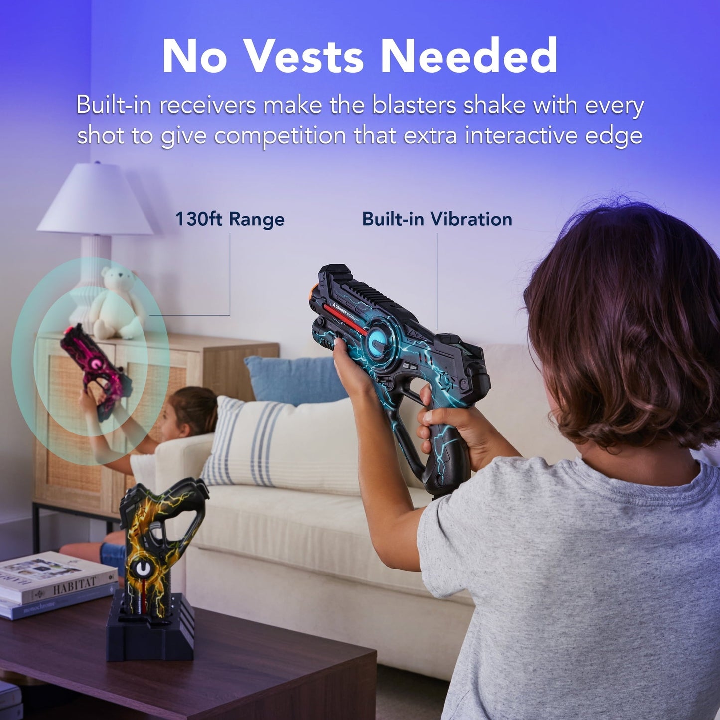 Best Choice Products Set of 4 Rechargeable Laser Tag Blasters No Vests Needed w/Docking Station - Yellow/Green/Blue/Pink