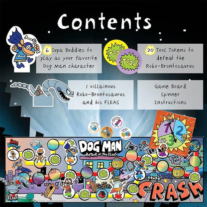 University Games | Dog Man Attack of The FLEAS Cooperative Board Game Based On The Popular Dog Man Book Series by DAV Pilkey for 2 to 6 Players Ages 6 and Up
