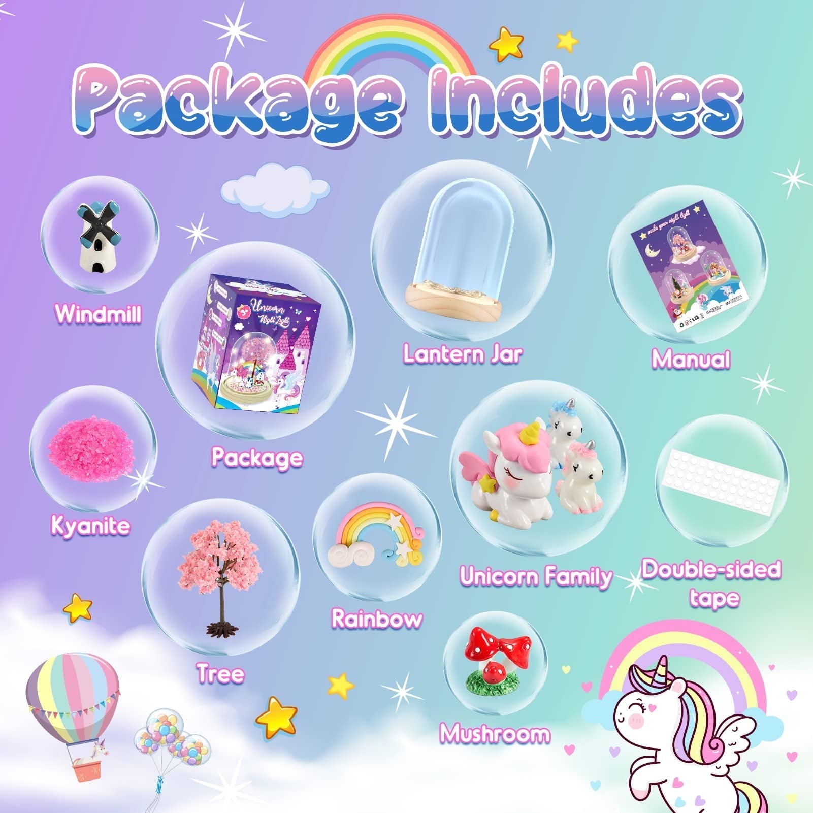 Unicorn Gifts for Girls Age 3-9, Craft Kits for Kids Girls Ages 6-8, Unicorn Toys for 3 4 5 6 7 8 Years Old Girls, Kids Night Light, Gifts for 6-12 Year Old Girls