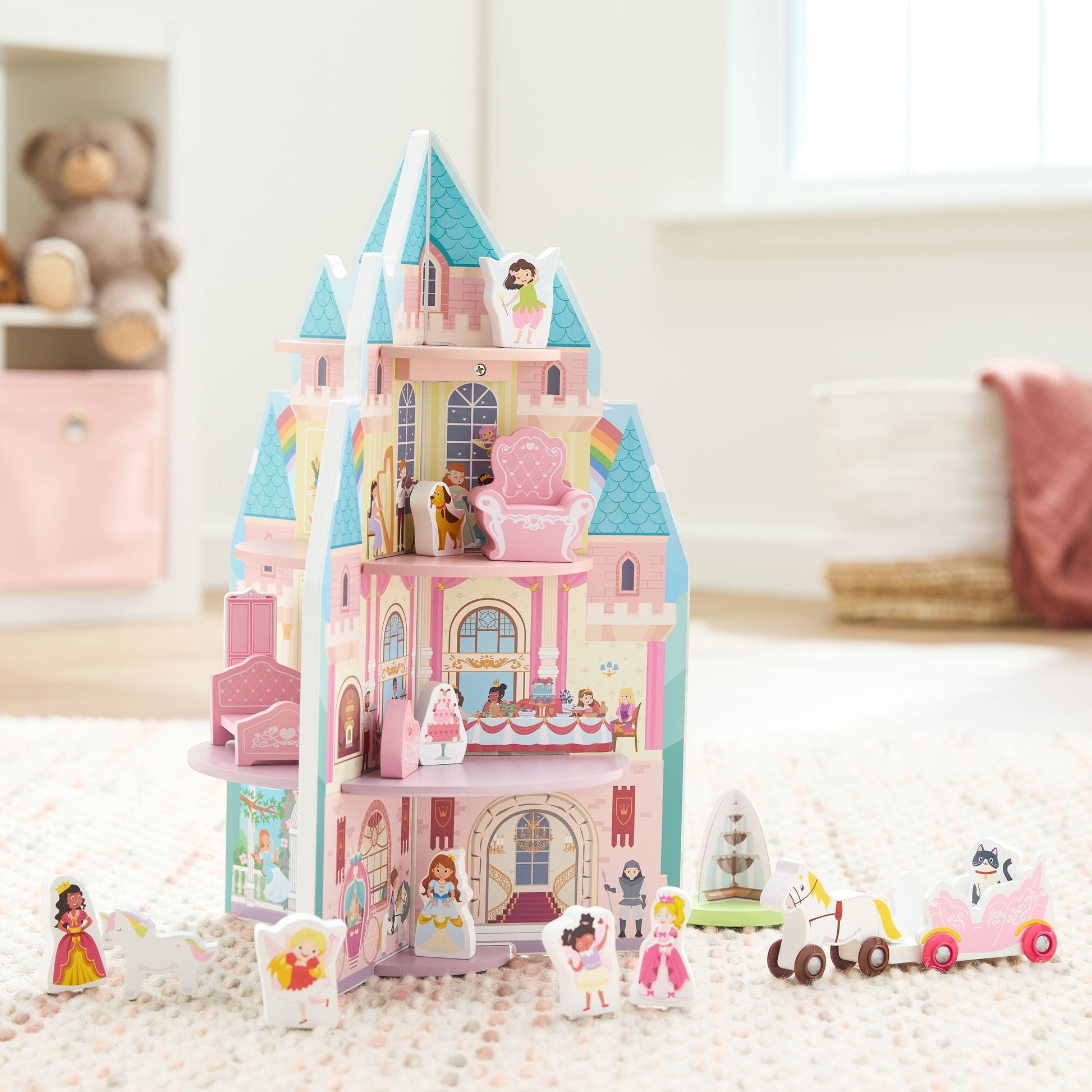 Spark Create Imagine Wooden Princess Castle Play Set for Ages Three Years and Older