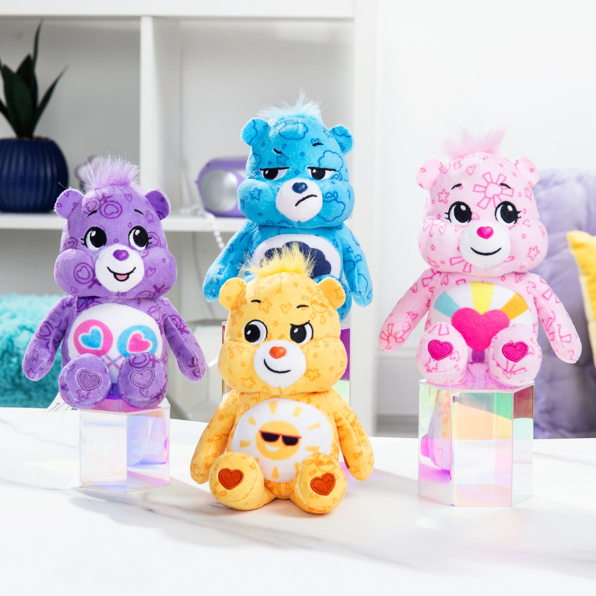 Care Bears 8 Inch Plush 4-Pack Treasure Box Wave 2 - Soft Huggable Material! For Kids 4 Years and up.