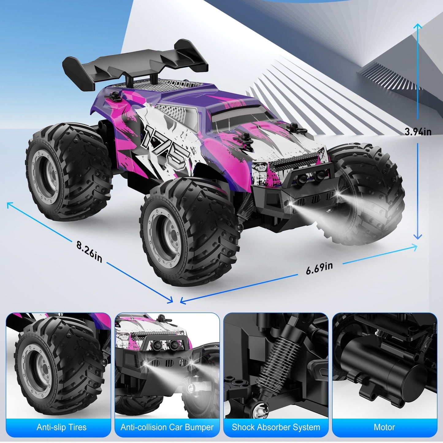 UUGEE Remote Control Car, RC Cars for Boys, 1:18 Scale High Speed off Road Monster Trucks with Lights, Christmas Birthday Gifts for 8-12 Kids