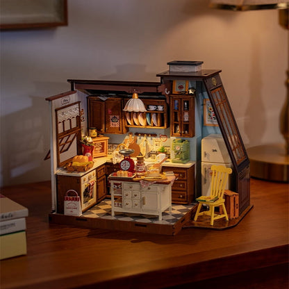 Rolife Baking Kitchen DIY Miniature Dollhouse Wooden Toy for Adult Child Gift