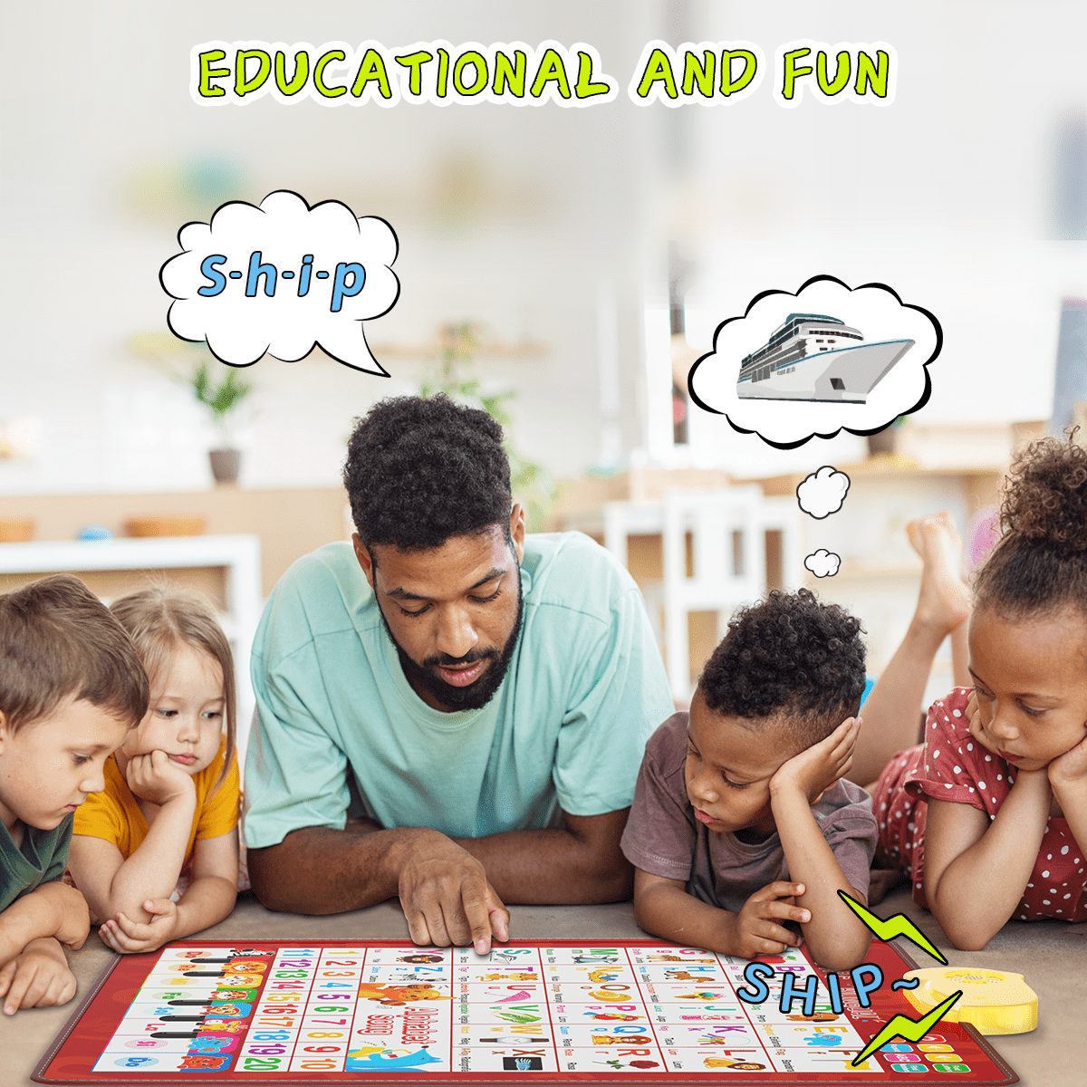 Electronic Alphabet Wall Chart, Toddler Learning Toys , Educational Toys ABC Preschool Poster, Alphabet Learning Toys, Toys for Ages 2-6, English & Spanish, Red