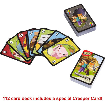 UNO Minecraft Card Game for Kids and Families, 2 to 10 Players, Ages 7 and Up (Pack of 2)