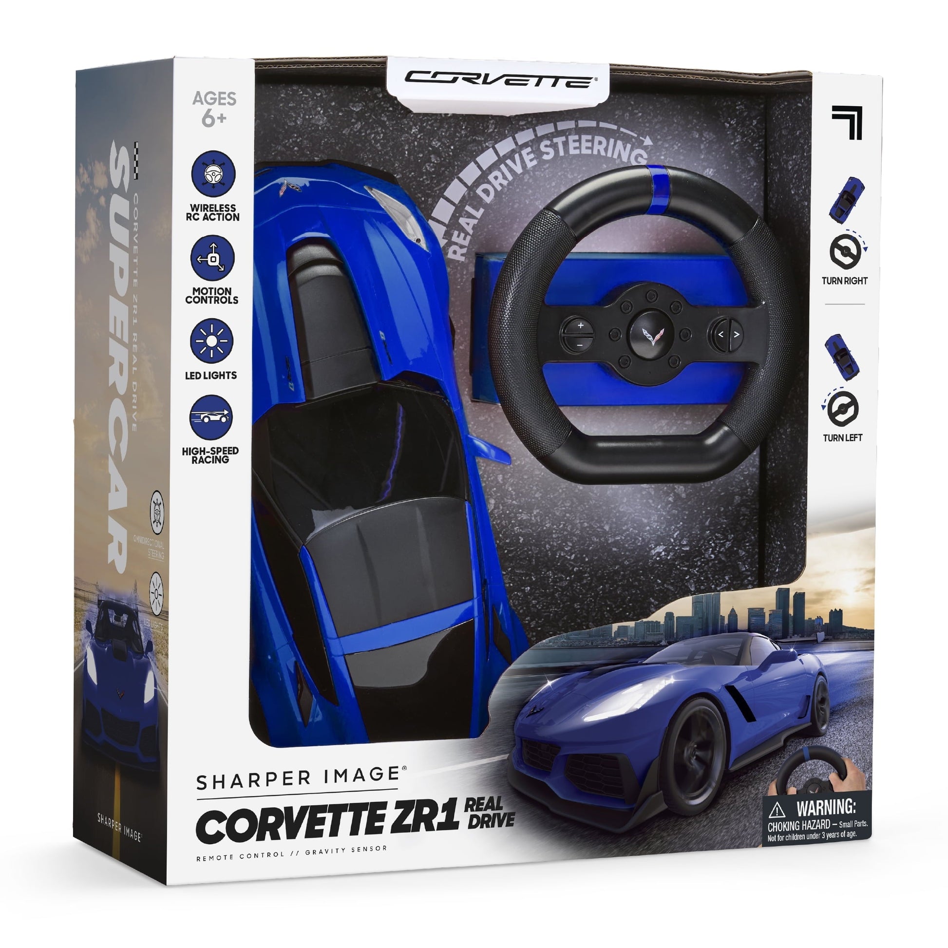 Sharper Image RC Chevrolet Corvette ZR1, 2.4 GHz Remote Control Sports Car with Gravity Sensor Steering, 1:16 Scale Model with LED Lights