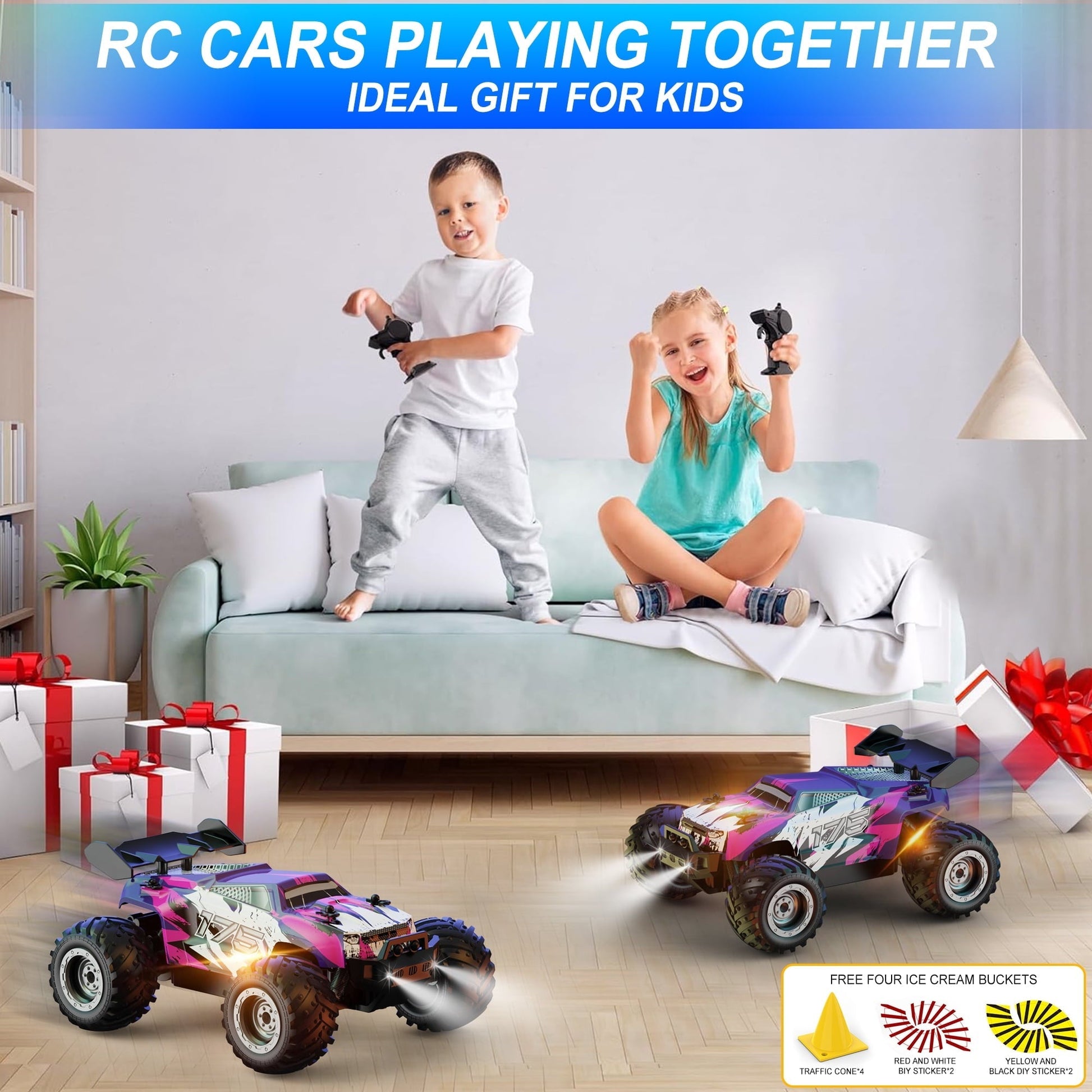 UUGEE Remote Control Car, RC Cars for Boys, 1:18 Scale High Speed off Road Monster Trucks with Lights, Christmas Birthday Gifts for 8-12 Kids