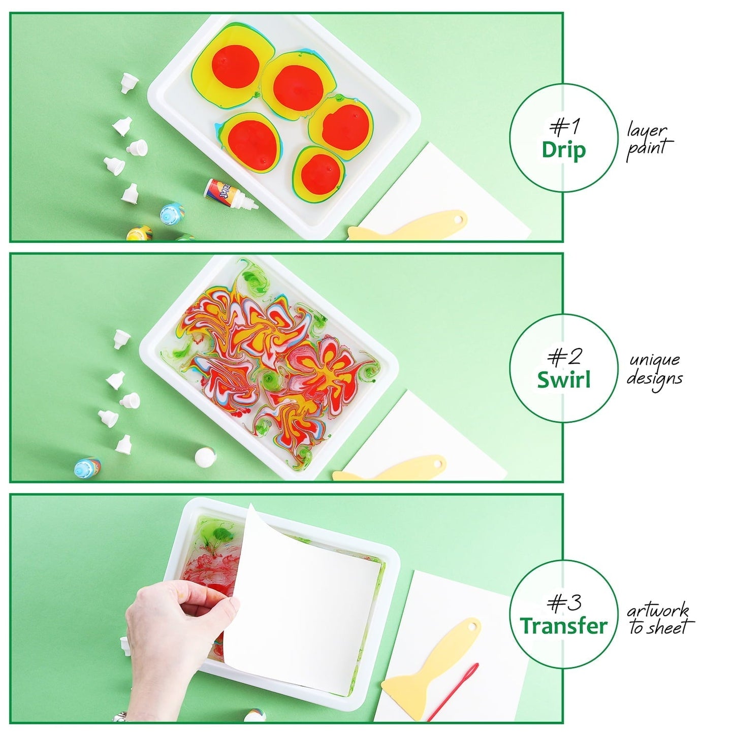 CraftBud Craft Supplies Marbling Paint Kit & Toy for Kids Art with 5 Paint Colors, Water Art Paint Set Comes with Guide Book , Arts and Crafts for Girls & Boys Ages 6+
