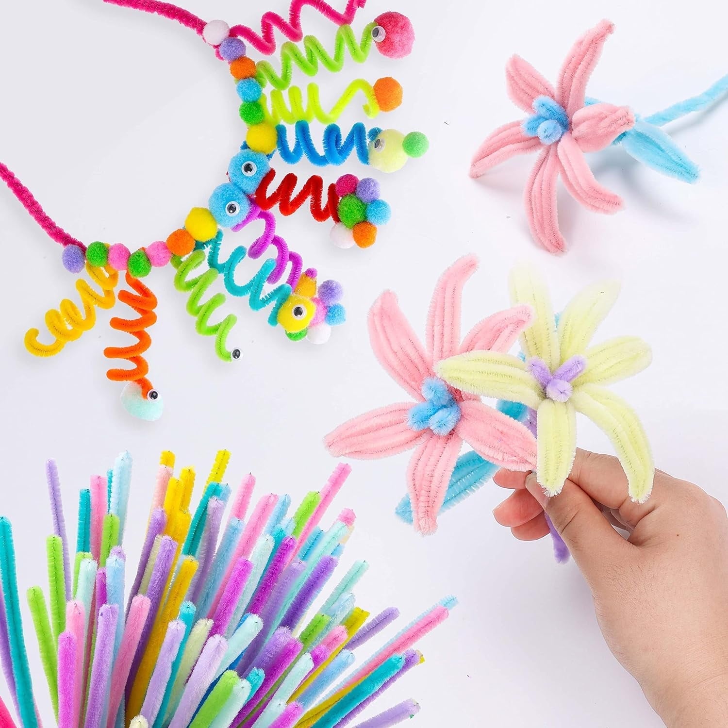 XKDOUS 560 PCS Pipe Cleaners Craft Chenille Stems, 37 Colors Pipe Cleaners Bulk with Googly Eyes for DIY Art Craft Supplies Craft Fuzzy Pipe Cleaners