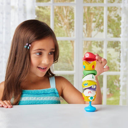 Epoch Games Super Mario Cap Tower Balancing Game, Tabletop Skill and Action Game, Ages 4+