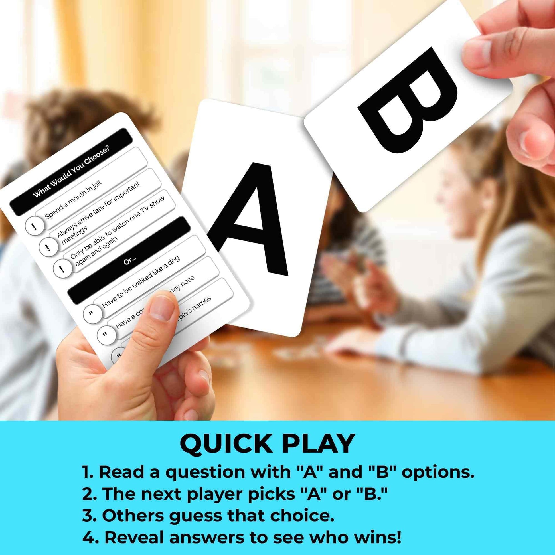 QUOKKA Board Games for Kids 6-12 - Family Card Game - What Would You Choose | Do Family Rather?