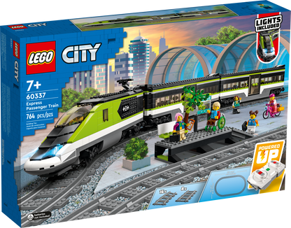 LEGO City Express Passenger Train Set, 60337 Remote Controlled Toy, Gifts for Kids, Boys & Girls with Working Headlights, 2 Coaches and 24 Track Pieces
