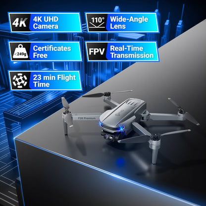 Contixo F28 Stratus Max 4K Drone, 2-Axis Gimbal with EIS, 3280ft Range, 26 Min Flight, GPS, Auto-Return, Case
