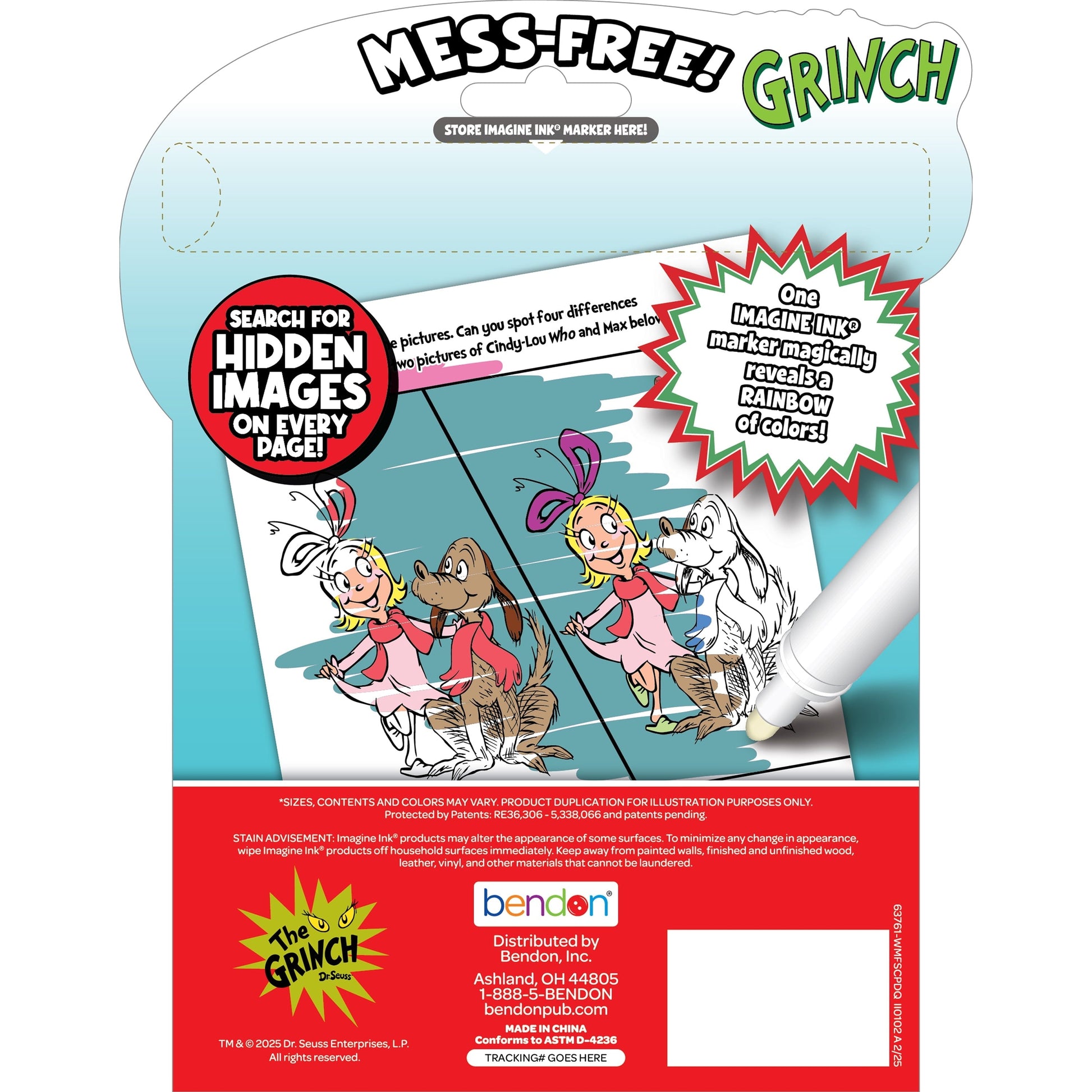 Dr. Seuss How The Grinch Stole Christmas 10-Page Imagine Ink Coloring Book, Paperback by Bendon for Children