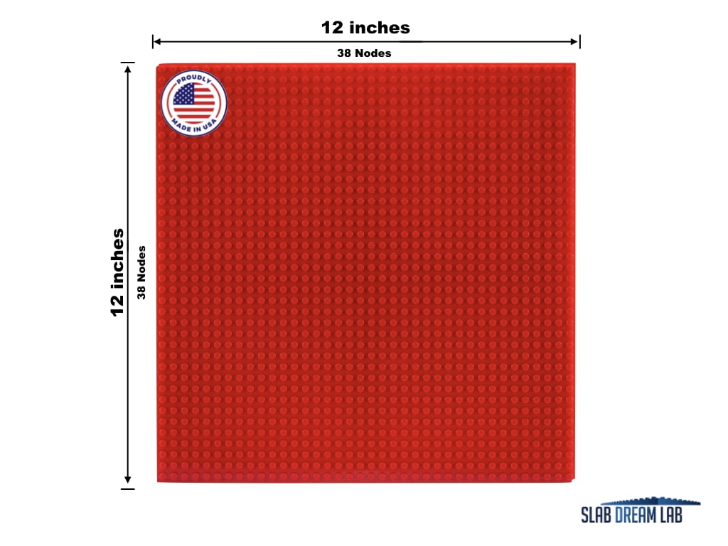 Slab Dream Lab 12"X12" Slab Lite Baseplate for All Major Building Bricks and Blocks (Flame Red, 10-Pack)