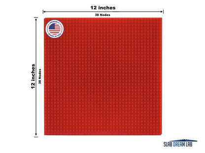 Slab Dream Lab 12"X12" Slab Lite Baseplate for All Major Building Bricks and Blocks (Flame Red, 10-Pack)