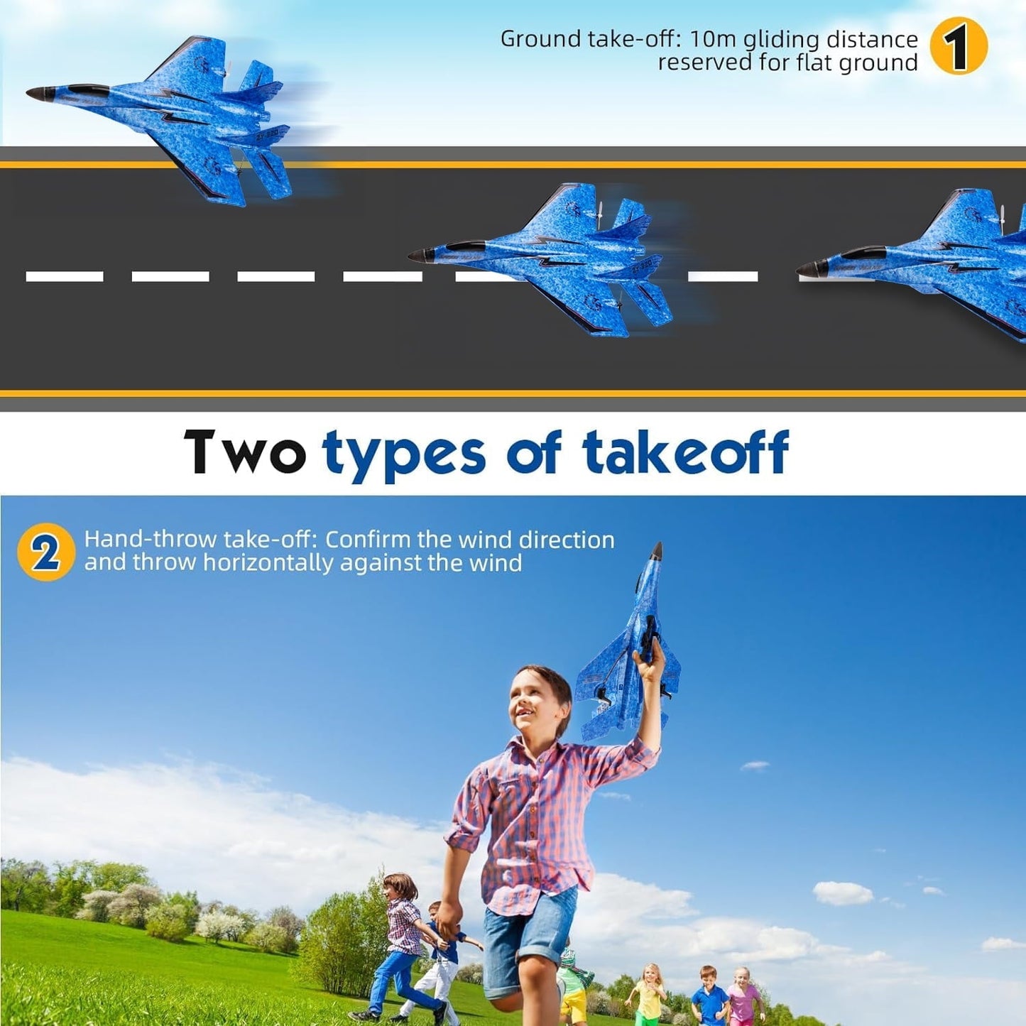 Petbank RC Airplane, 2 Channels Remote Control Glider Outdoor Plane Toys with Colorful LED Lights, Ready to Fly RC Plane Toy for Kids Adult Beginner