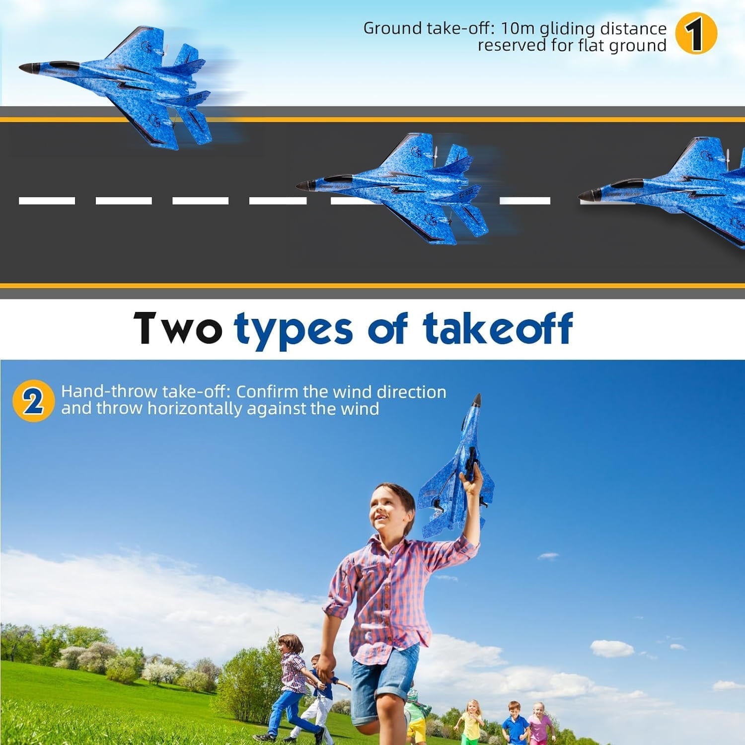 Petbank RC Airplane, 2 Channels Remote Control Glider Outdoor Plane Toys with Colorful LED Lights, Ready to Fly RC Plane Toy for Kids Adult Beginner