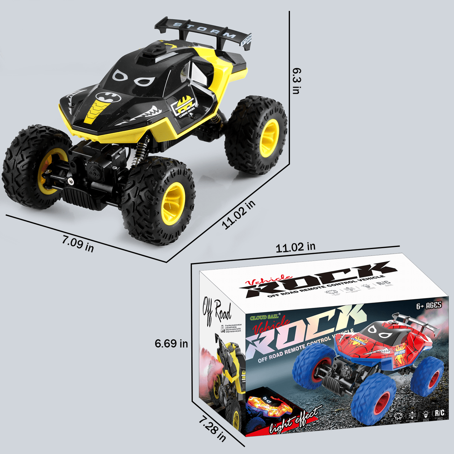 HNH 1:16 Monster Trucks Remote Control Car, 4WD Spider RC Car for Kids, RC Vehicle with Two Battery