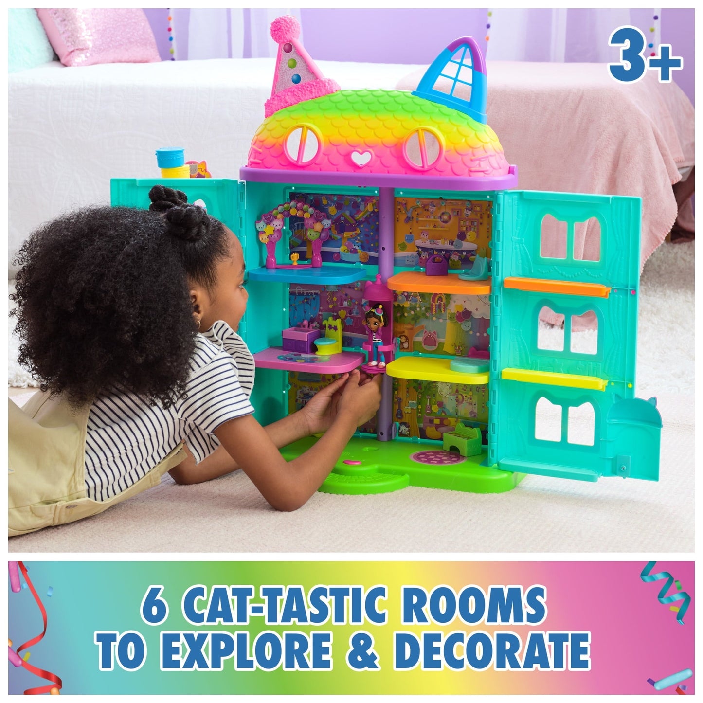 Gabby's Dollhouse, 25" Tall Celebration Dollhouse with Toy Figures, Furniture & Sound Effects