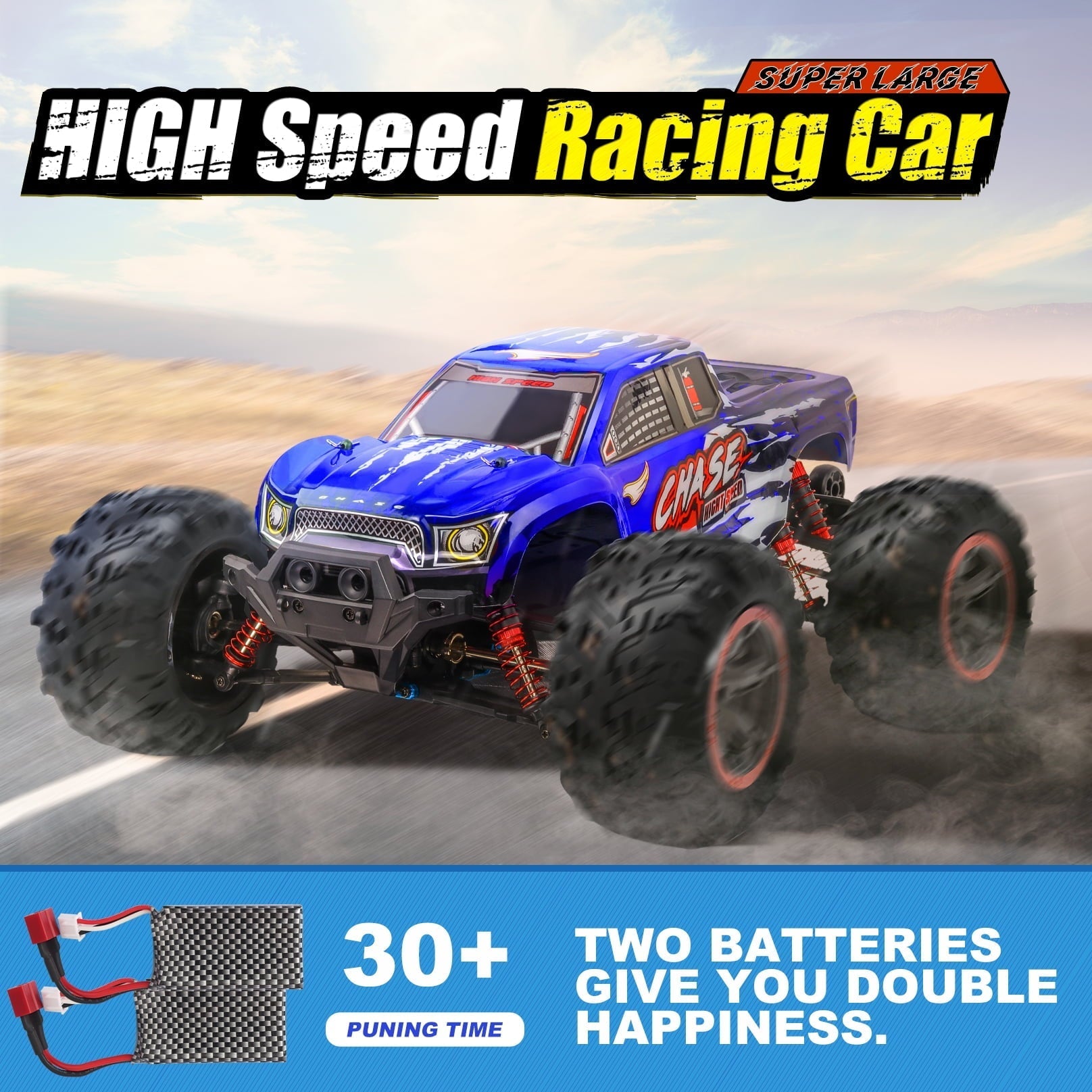 Hot Bee Remote Control Car High Speed RC Cars, 1:10 Scale 30mph 4WD Off Road Monster Trucks,Christmas Gift for Boys Adults