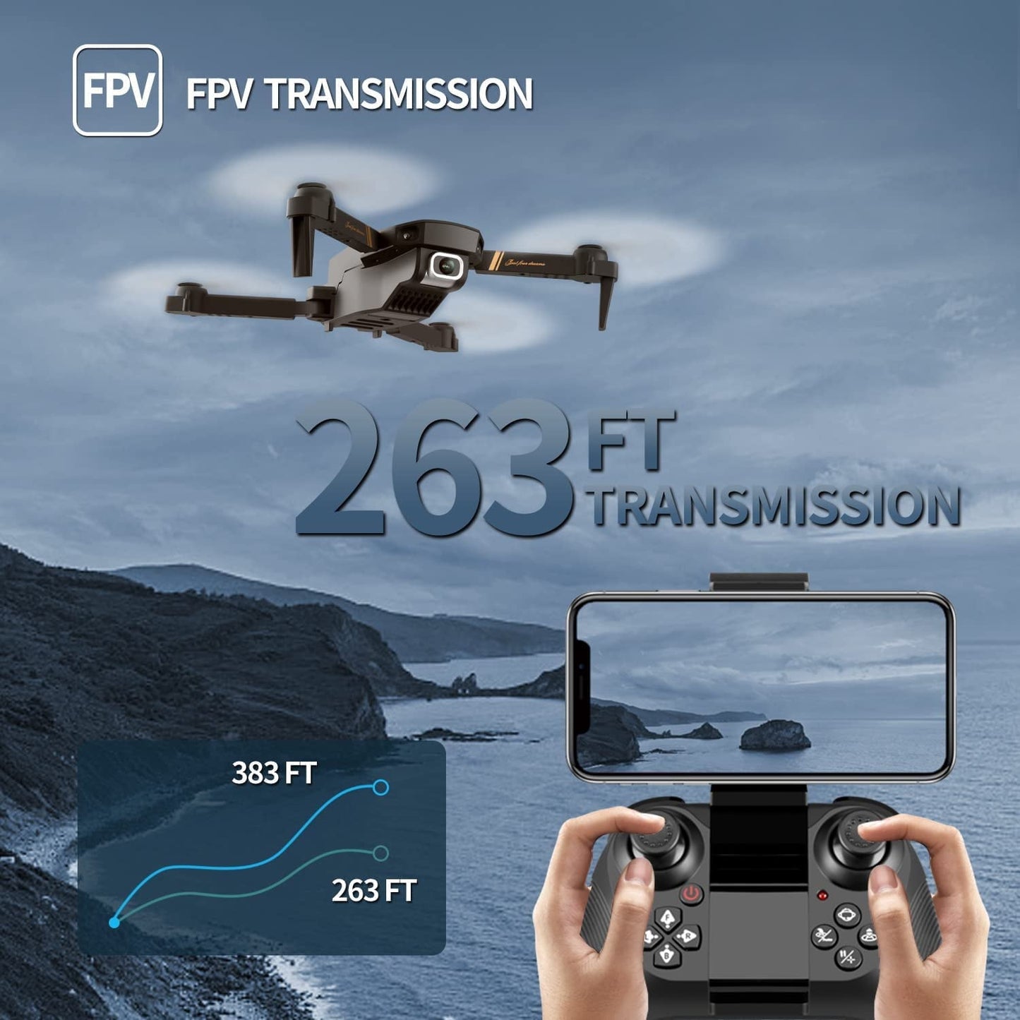 4DRC Drone with 1080P HD Camora for Kids and Sons, FPV Live Vedio 2 Meduler Batteries Black