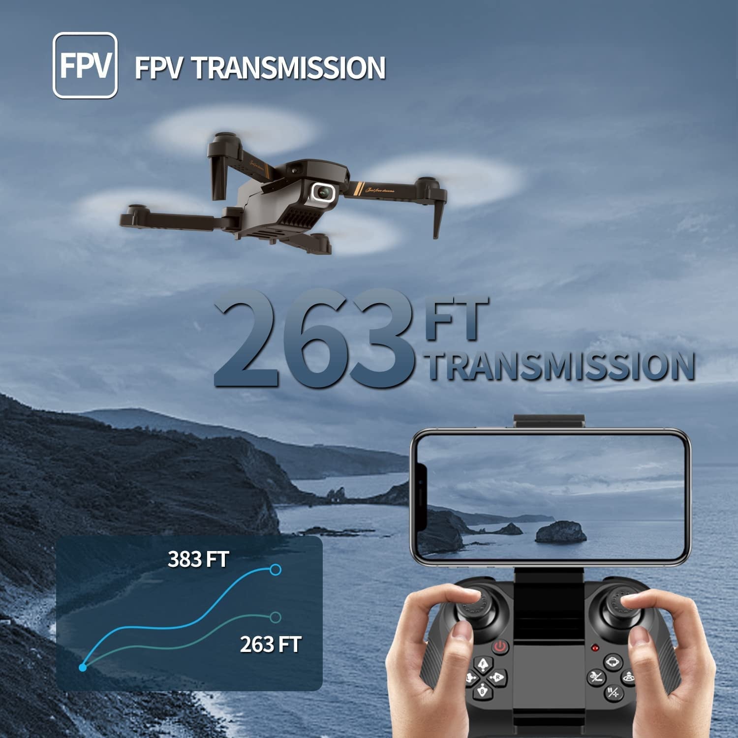 4DRC Drone with 1080P HD Camora for Kids and Sons, FPV Live Vedio 2 Meduler Batteries Black