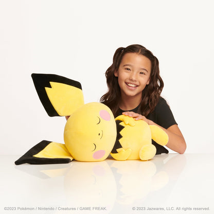 Pokemon 18” Plush Sleeping Pichu - Cuddly- Must Have for Pokémon Fans- Plush for Traveling, Car Rides