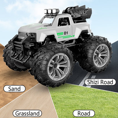 HNH Remote Control Car, 1:18 All Terrain RC Cars, 15Km/h with LedLight and Two Rechargeable Batteries, Off Road Racing Car Toys for Kids, Silver