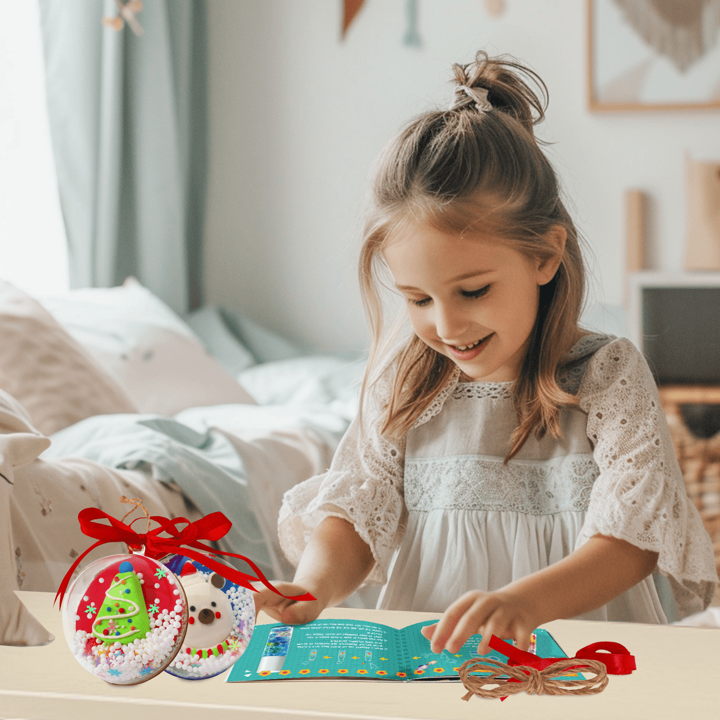 Piano Potato Christmas Ornament Craft Kit for Kids - DIY Snow Globe Making Kit with Wooden Slices & Clay, Holiday Arts and Crafts Gifts for Boys Girls Ages 8-12, Xmas Decorations Activity