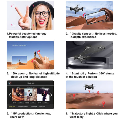 HNH 4K Mini Foldable Drone for Kids, Drone with Camera, RC Drone with Altitude Hold 3D Flips and Headless Mode Easy to Fly
