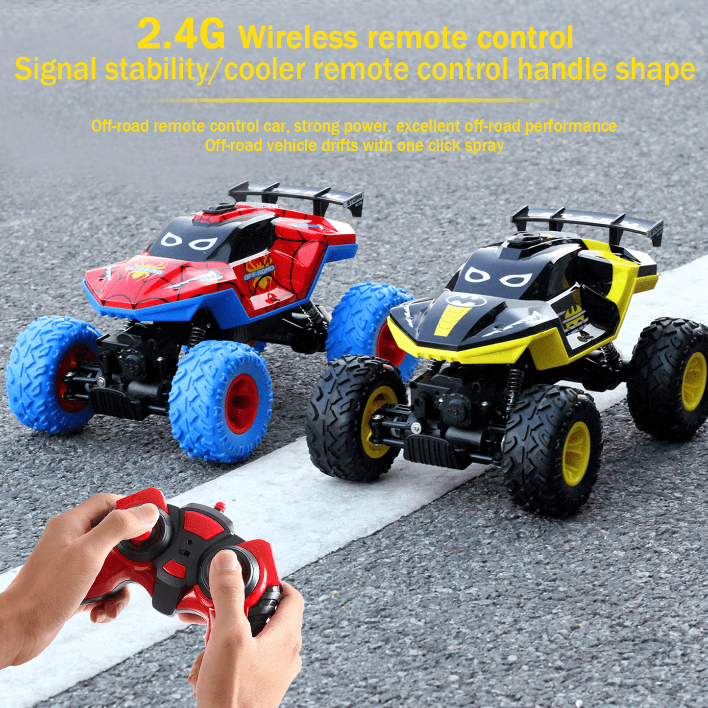 HNH 1:16 Monster Trucks Remote Control Car, 4WD Spider RC Car for Kids, RC Vehicle with Two Battery