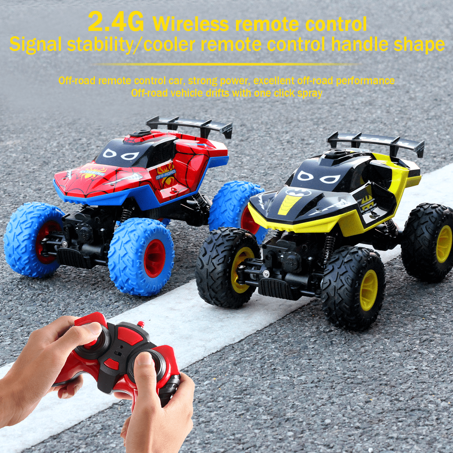 HNH 1:16 Monster Trucks Remote Control Car, 4WD Spider RC Car for Kids, RC Vehicle with Two Battery