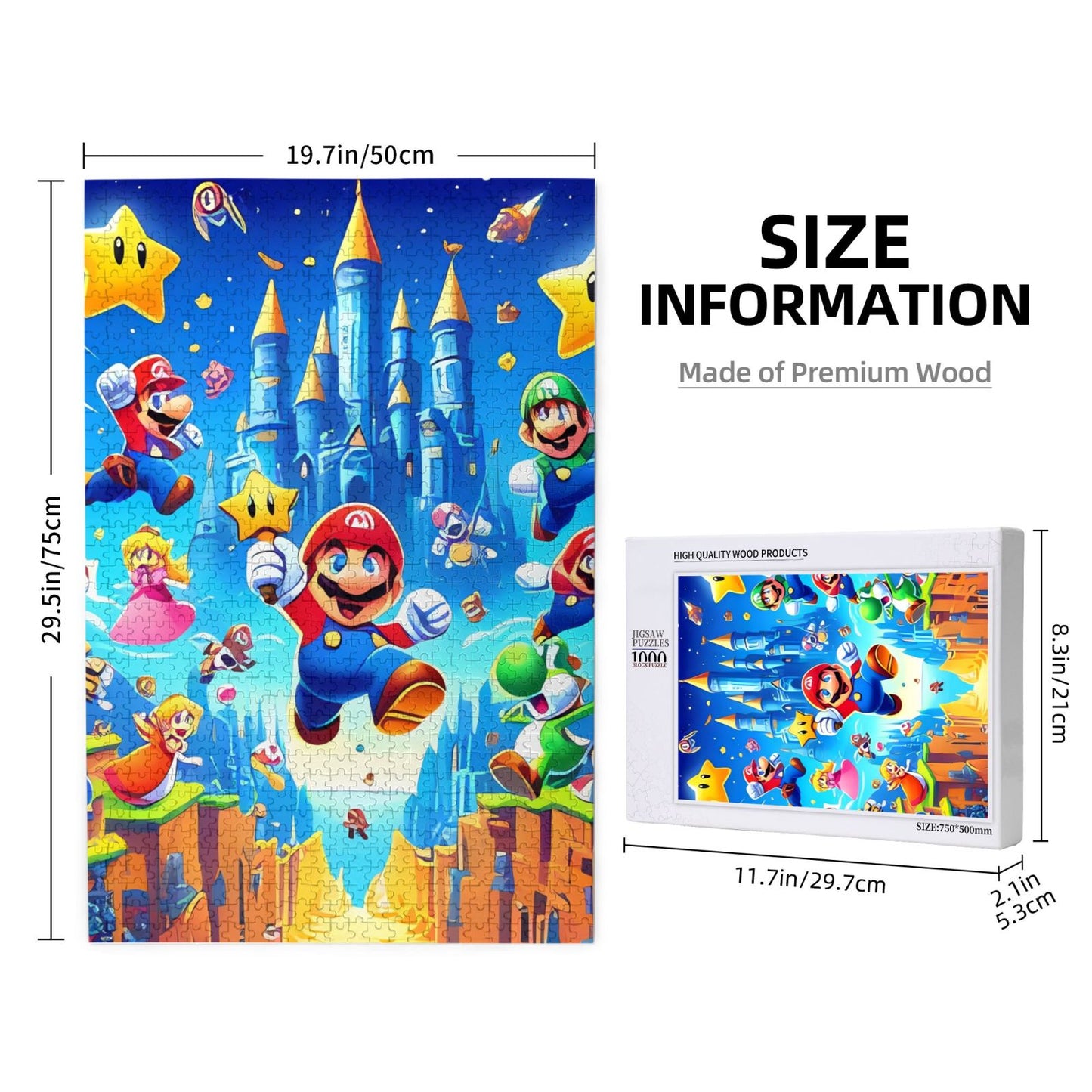 Lsque Mario Pattern Wooden Picture Puzzle ,1000 Piece Jigsaw Puzzle ,Family Fun Puzzle, Home Décor Puzzle, Gift Puzzle(Vertical style)